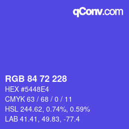 カラーコード: RGB 84 72 228 | qconv.com