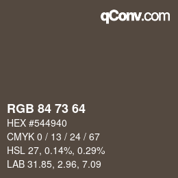 Farbcode: RGB 84 73 64 | qconv.com