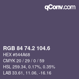 カラーコード: RGB 84 74.2 104.6 | qconv.com