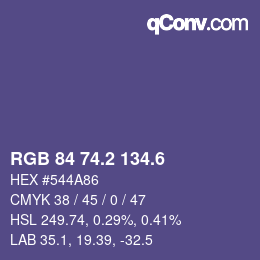 カラーコード: RGB 84 74.2 134.6 | qconv.com