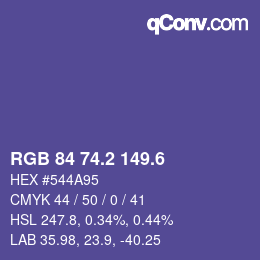 カラーコード: RGB 84 74.2 149.6 | qconv.com