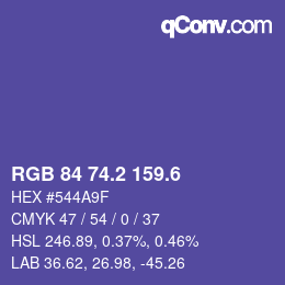 カラーコード: RGB 84 74.2 159.6 | qconv.com
