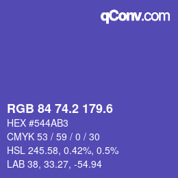 カラーコード: RGB 84 74.2 179.6 | qconv.com