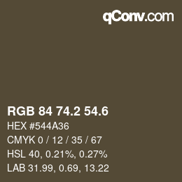 カラーコード: RGB 84 74.2 54.6 | qconv.com