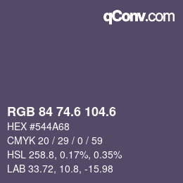カラーコード: RGB 84 74.6 104.6 | qconv.com
