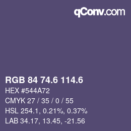 カラーコード: RGB 84 74.6 114.6 | qconv.com