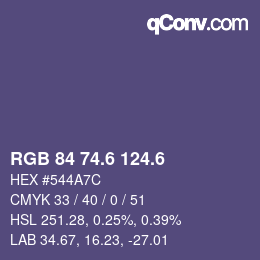 カラーコード: RGB 84 74.6 124.6 | qconv.com