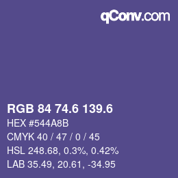 カラーコード: RGB 84 74.6 139.6 | qconv.com