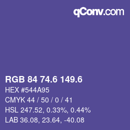 カラーコード: RGB 84 74.6 149.6 | qconv.com