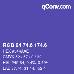 カラーコード: RGB 84 74.6 174.6 | qconv.com