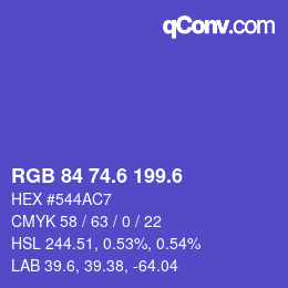 カラーコード: RGB 84 74.6 199.6 | qconv.com