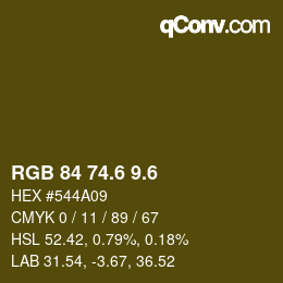 カラーコード: RGB 84 74.6 9.6 | qconv.com