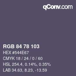 Código de color: RGB 84 78 103 | qconv.com