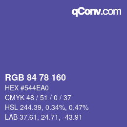 Color code: RGB 84 78 160 | qconv.com
