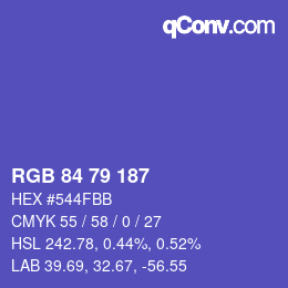Color code: RGB 84 79 187 | qconv.com