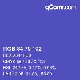 Color code: RGB 84 79 192 | qconv.com