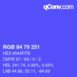 颜色代码: RGB 84 79 251 | qconv.com