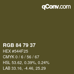 カラーコード: RGB 84 79 37 | qconv.com