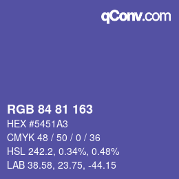 カラーコード: RGB 84 81 163 | qconv.com