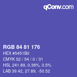Color code: RGB 84 81 176 | qconv.com