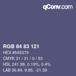 Code couleur: RGB 84 83 121 | qconv.com
