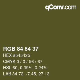 Farbcode: RGB 84 84 37 | qconv.com