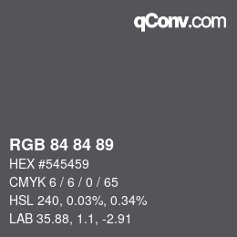 カラーコード: RGB 84 84 89 | qconv.com