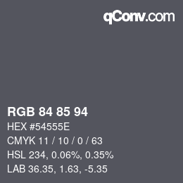 Code couleur: RGB 84 85 94 | qconv.com