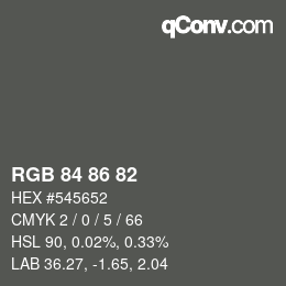 カラーコード: RGB 84 86 82 | qconv.com