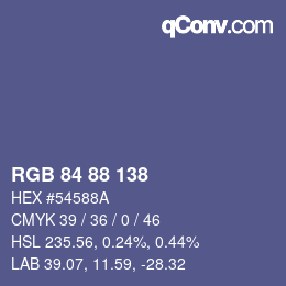 Color code: RGB 84 88 138 | qconv.com