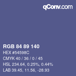 Color code: RGB 84 89 140 | qconv.com