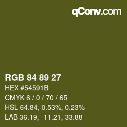 Color code: RGB 84 89 27 | qconv.com