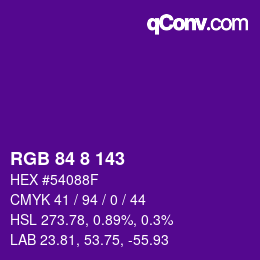 Color code: RGB 84 8 143 | qconv.com