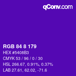 Color code: RGB 84 8 179 | qconv.com
