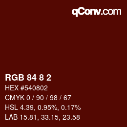 カラーコード: RGB 84 8 2 | qconv.com