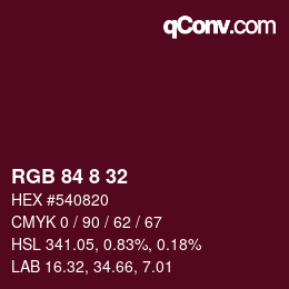 カラーコード: RGB 84 8 32 | qconv.com