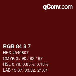 Color code: RGB 84 8 7 | qconv.com