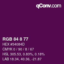 カラーコード: RGB 84 8 77 | qconv.com