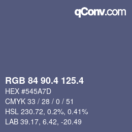 カラーコード: RGB 84 90.4 125.4 | qconv.com