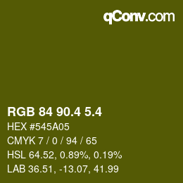 カラーコード: RGB 84 90.4 5.4 | qconv.com