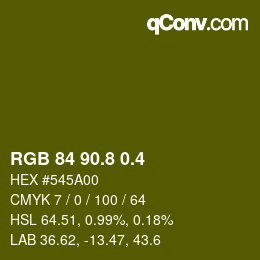 カラーコード: RGB 84 90.8 0.4 | qconv.com