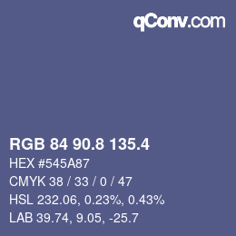 カラーコード: RGB 84 90.8 135.4 | qconv.com