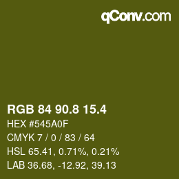 カラーコード: RGB 84 90.8 15.4 | qconv.com