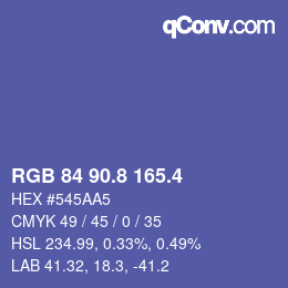 カラーコード: RGB 84 90.8 165.4 | qconv.com