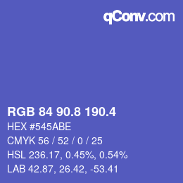 カラーコード: RGB 84 90.8 190.4 | qconv.com