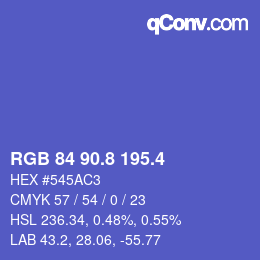 カラーコード: RGB 84 90.8 195.4 | qconv.com
