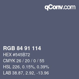 Color code: RGB 84 91 114 | qconv.com