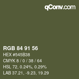 Color code: RGB 84 91 56 | qconv.com