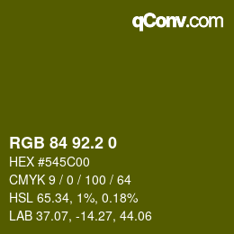 カラーコード: RGB 84 92.2 0 | qconv.com