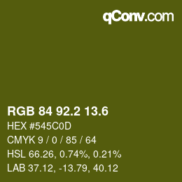カラーコード: RGB 84 92.2 13.6 | qconv.com